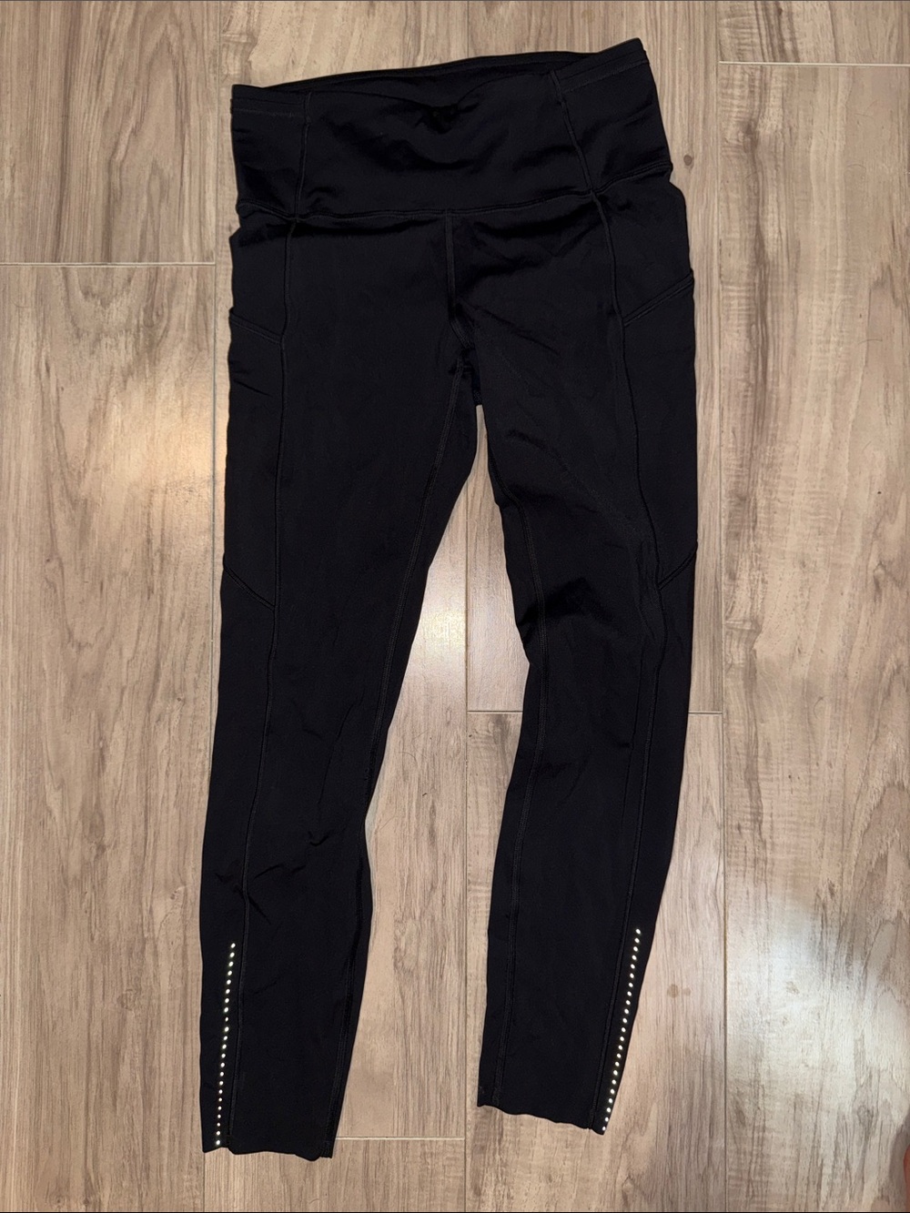 lululemon athletica Black High-Rise Performance Leggings with Ankle reflectors